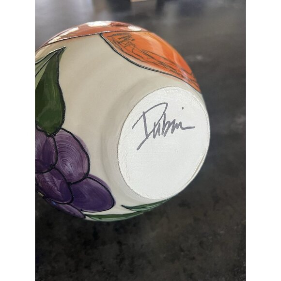 Lygia Dubin Small Colorful Fruit Vase Pottery One Of A Kind Handmade - Picture 10 of 10